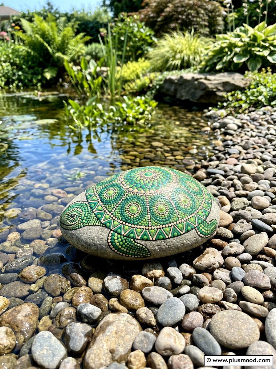 Turtle Dot Rock - 25 painted rock ideas with dot painting