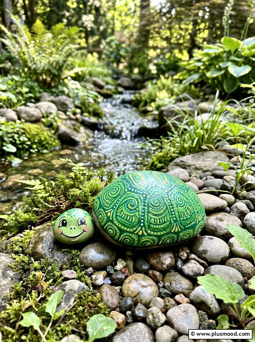 Turtle Painted Rock - 25 painted rock ideas with faces
