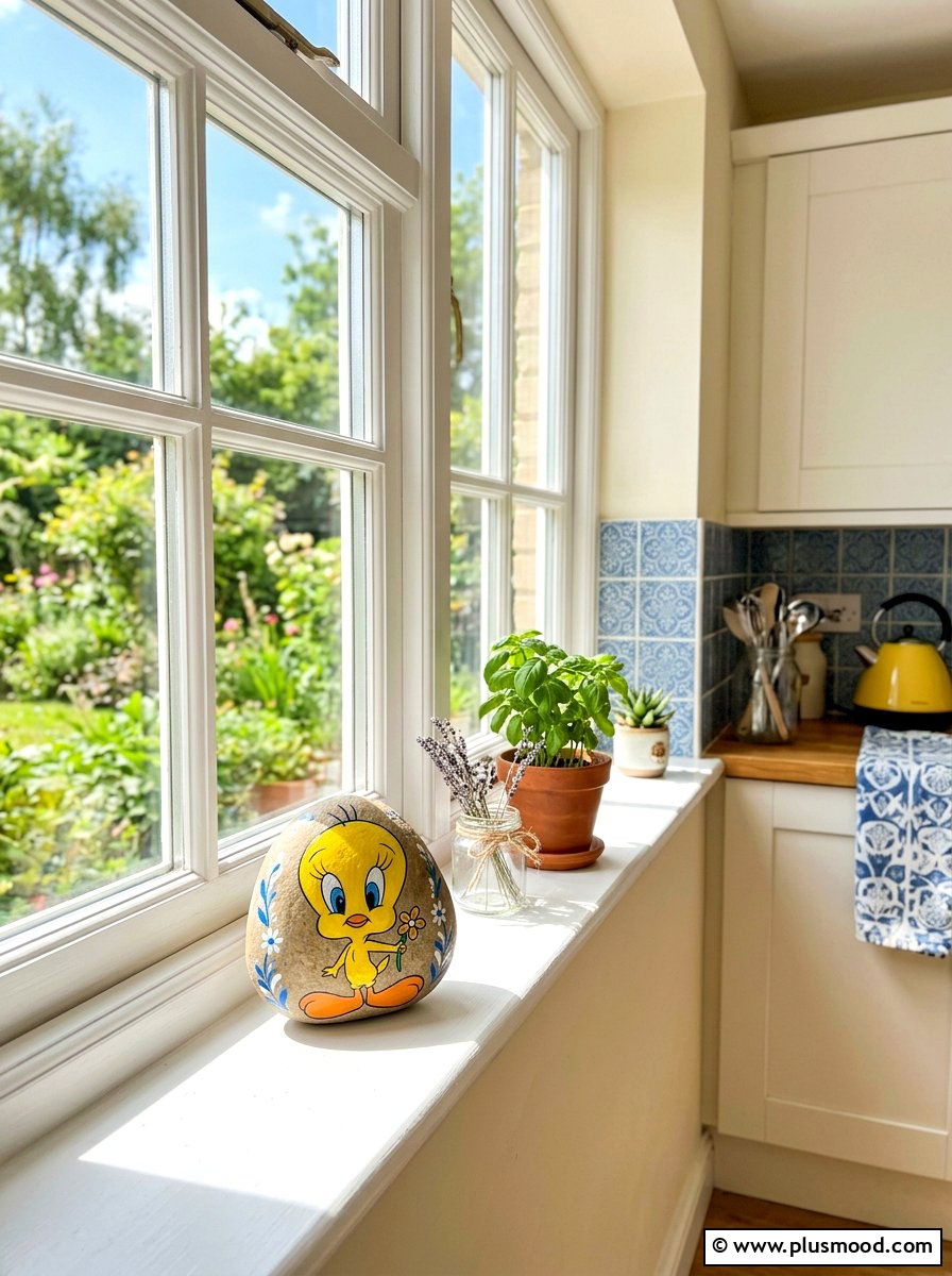 Tweety Bird Stone Painting - 25 painted rock ideas with cartoon characters