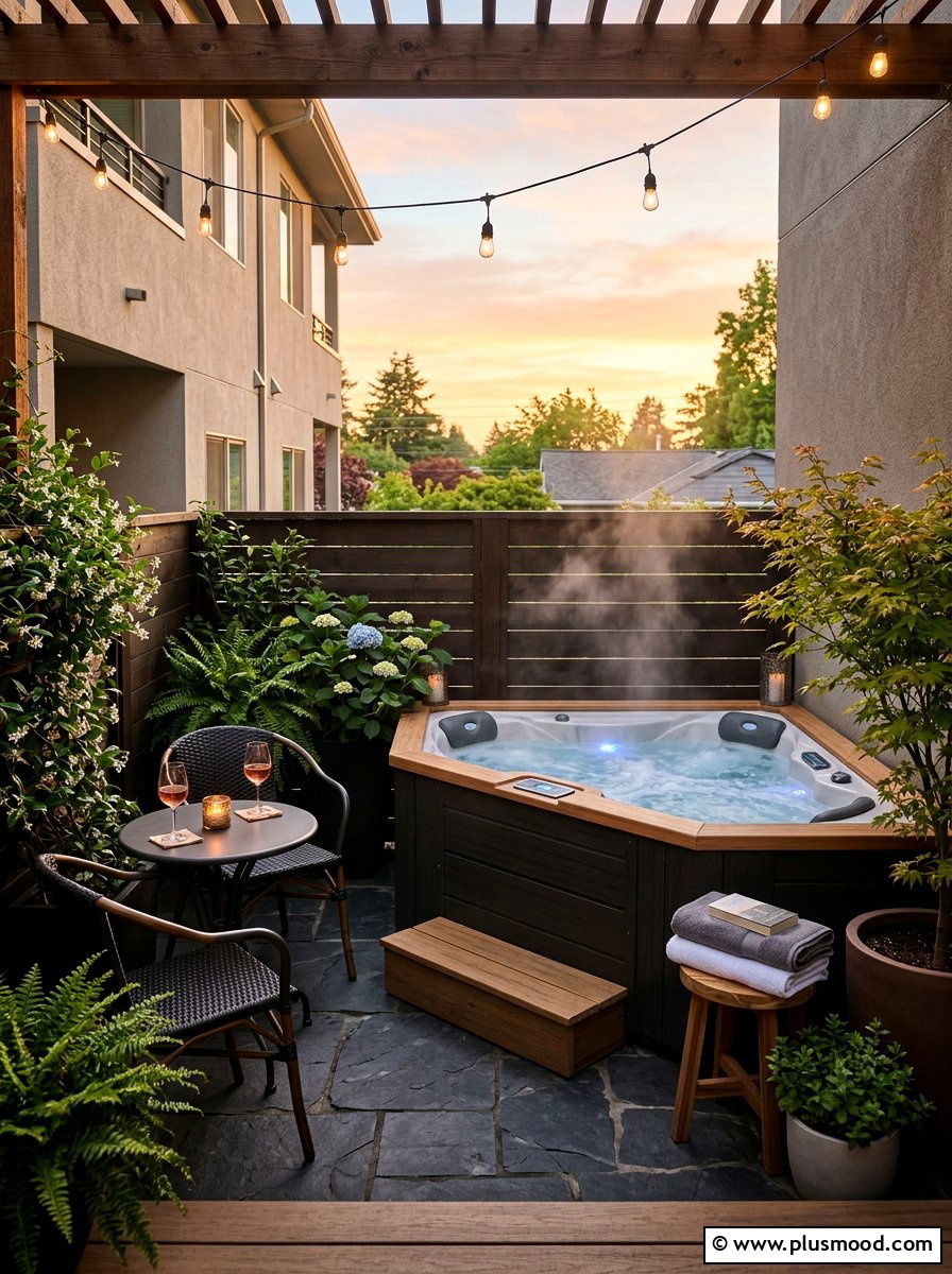 Two person hot tub - 25 small backyard ideas with hot tub