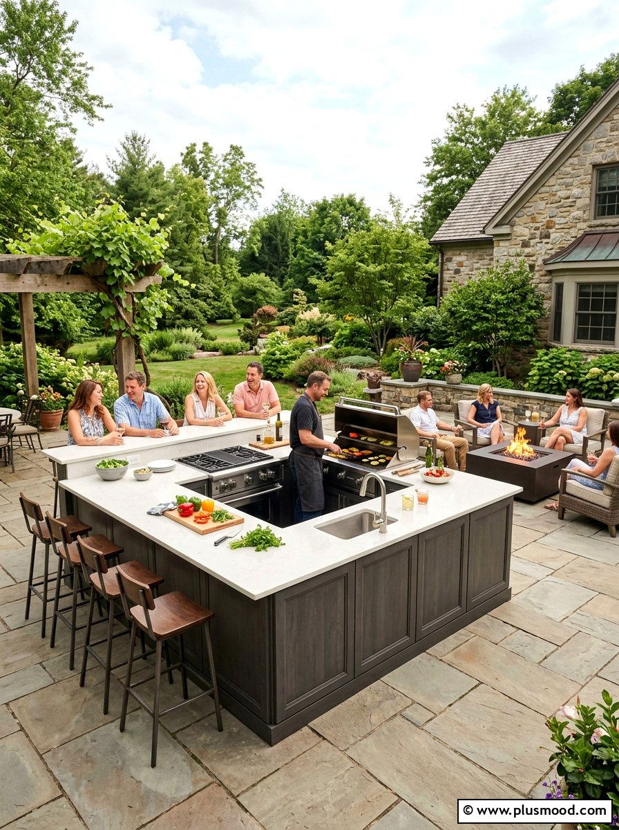 U Shaped Social Kitchen - 25 summer backyard outdoor kitchen ideas
