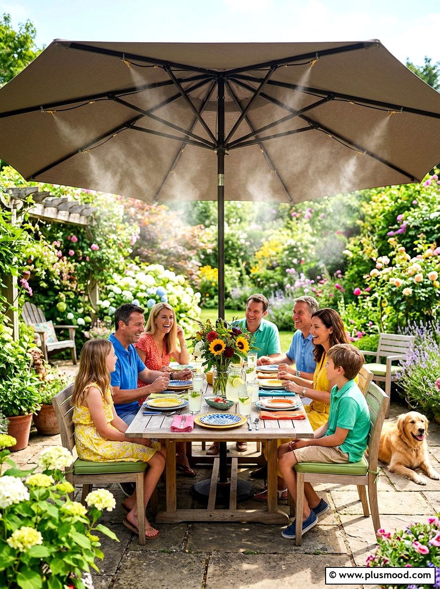Umbrella Misting Kit - 25 summer misting patio ideas