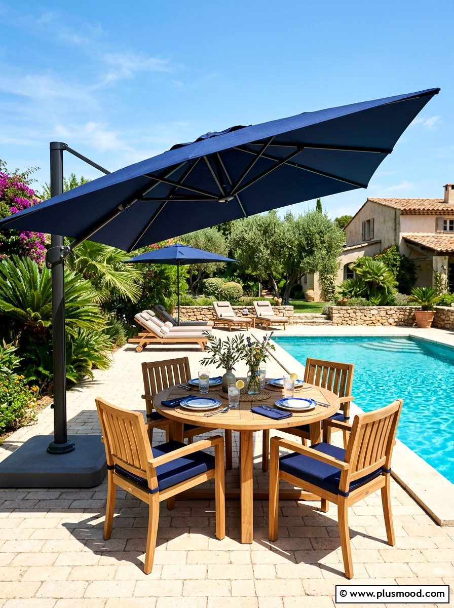 Umbrella Shaded Table - 25 summer poolside dining ideas