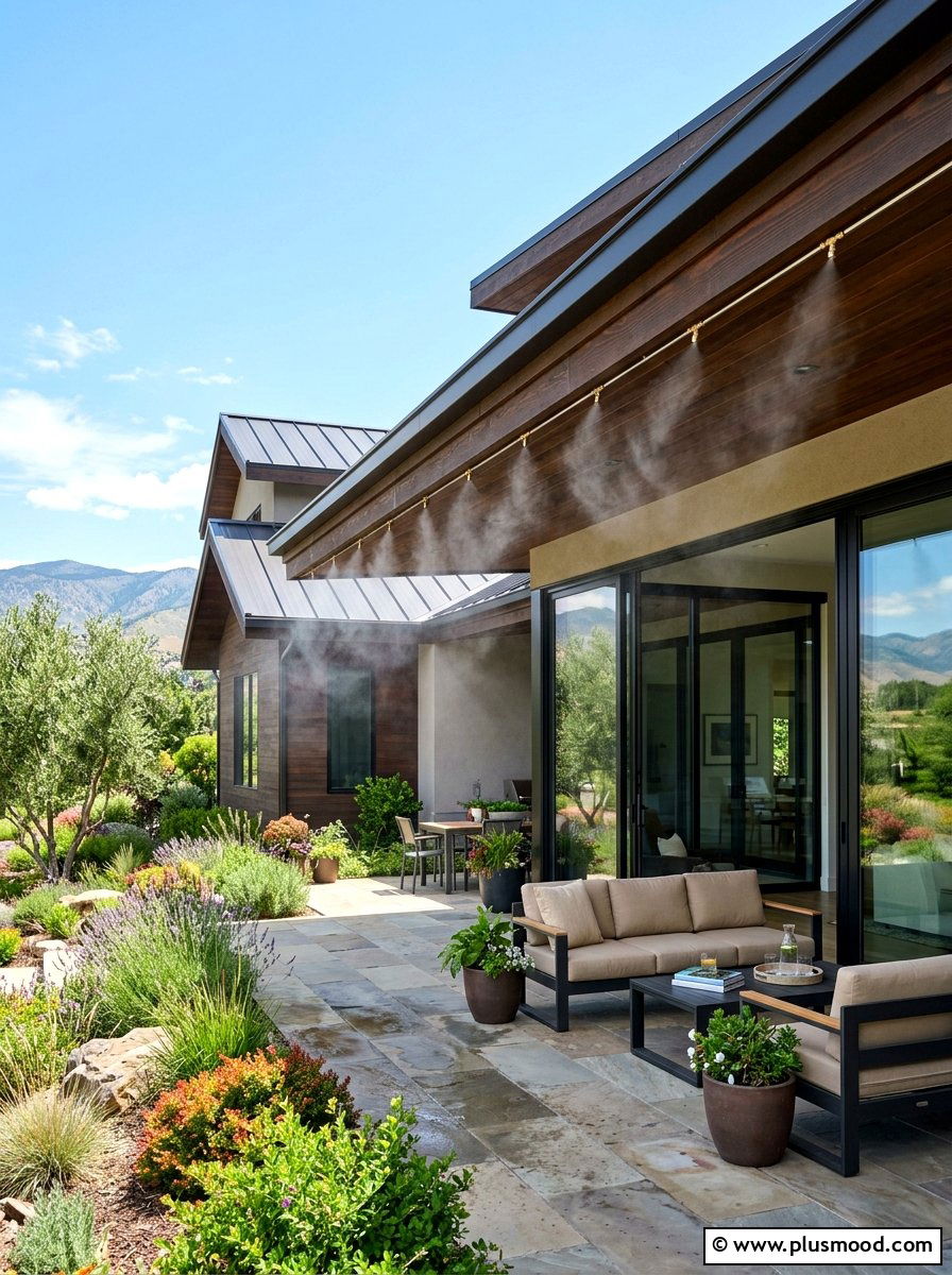 Under Eave Misting - 25 summer misting patio ideas
