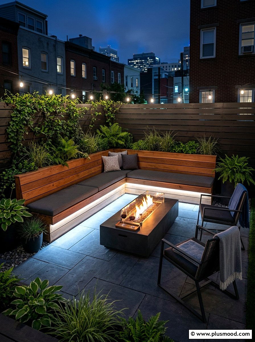 Under Seating Lighting - 25 small backyard ideas with outdoor lighting