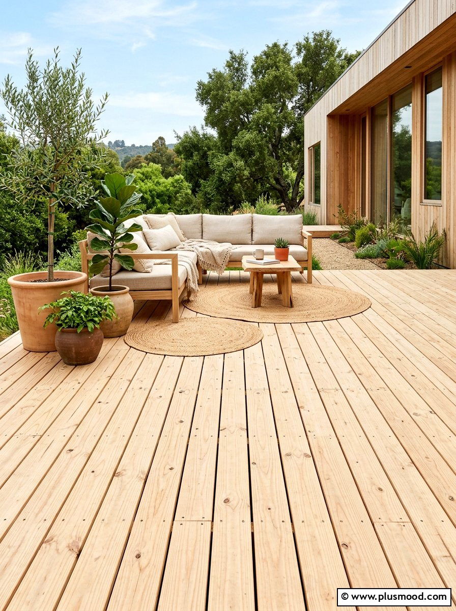 Unfinished Wood Decking - 25 summer boho patio ideas