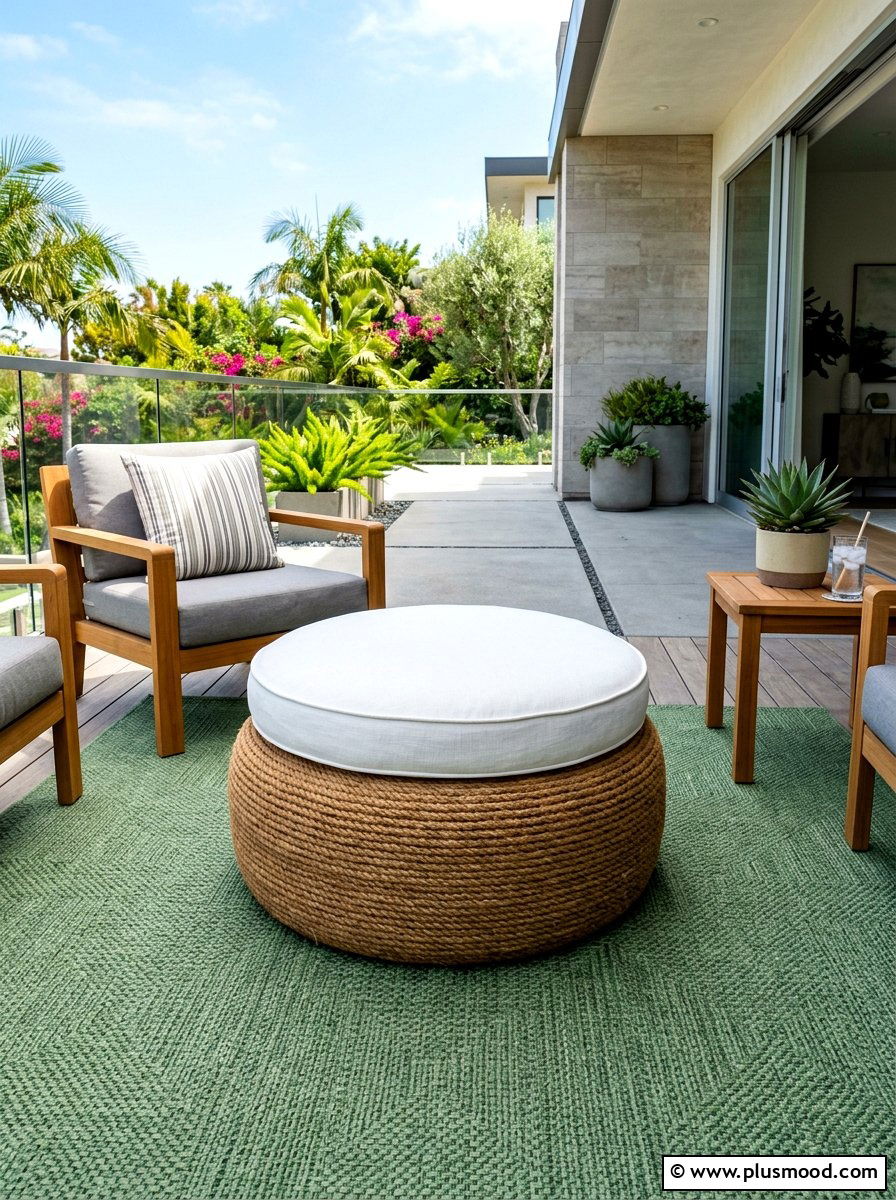 Upcycled Tire Ottoman - 25 budget summer patio decor ideas