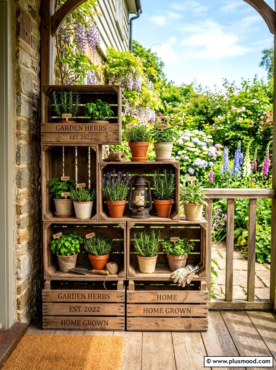 Upcycled Wooden Crates - 25 budget summer front porch decor ideas
