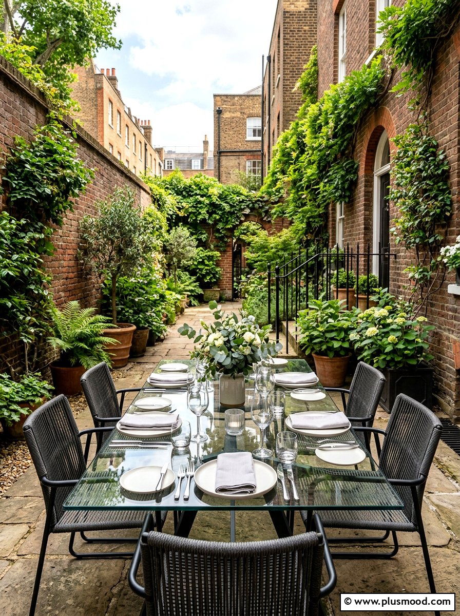 Urban Courtyard Dining Table - 25 small backyard ideas with dining area