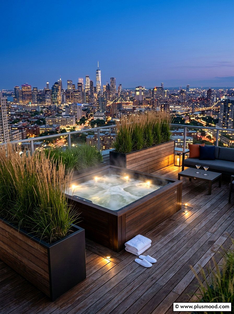 Urban Rooftop Hot Tub - 25 summer hot tub patio ideas