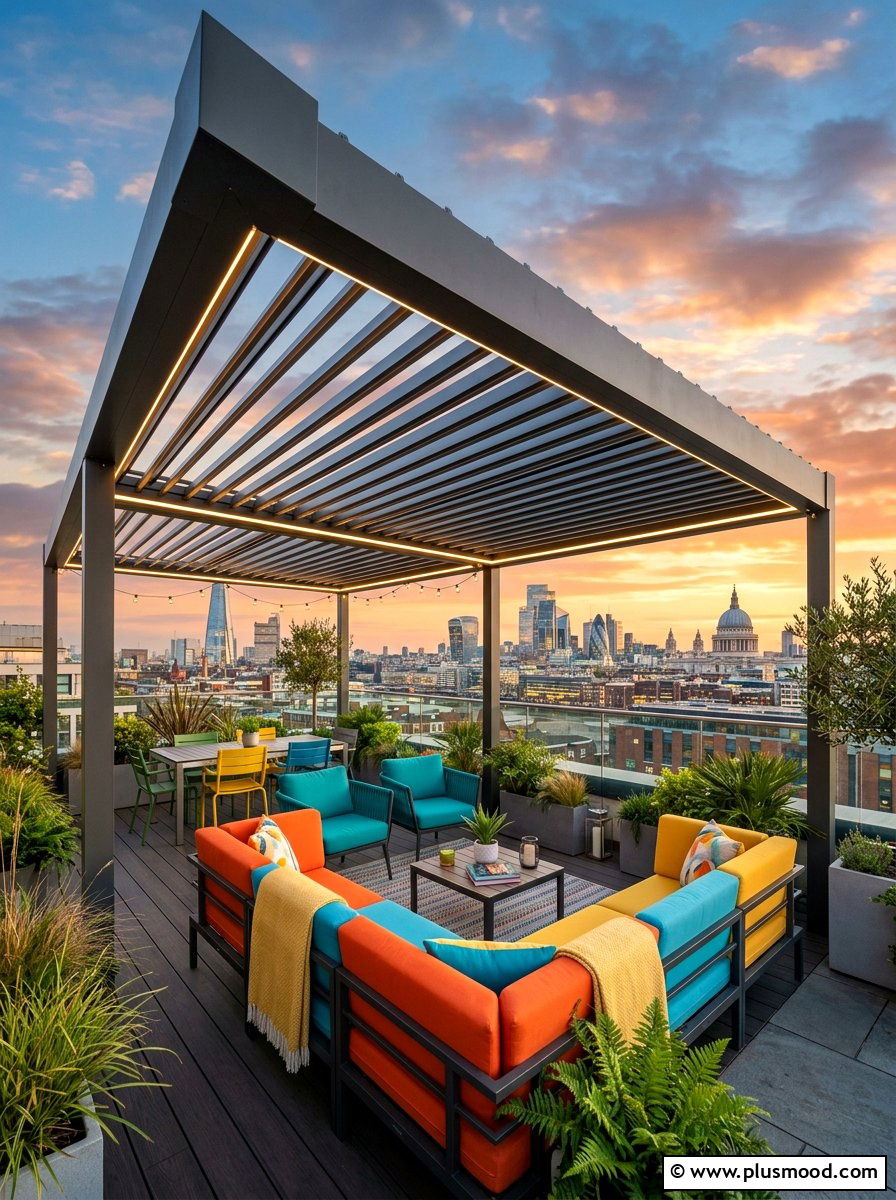 Urban Rooftop Terrace Cover - 25 summer covered patio ideas