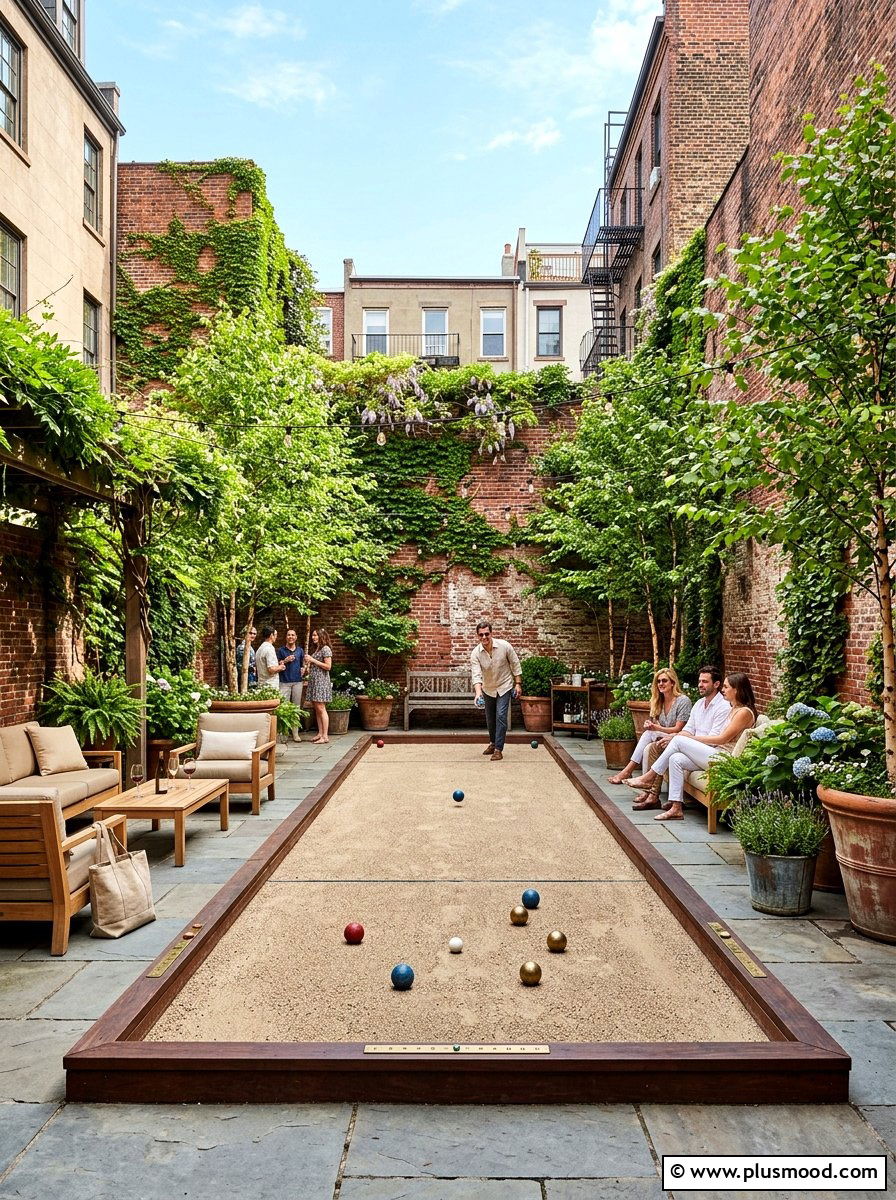 Urban courtyard bocce court - 25 small backyard ideas with bocce court