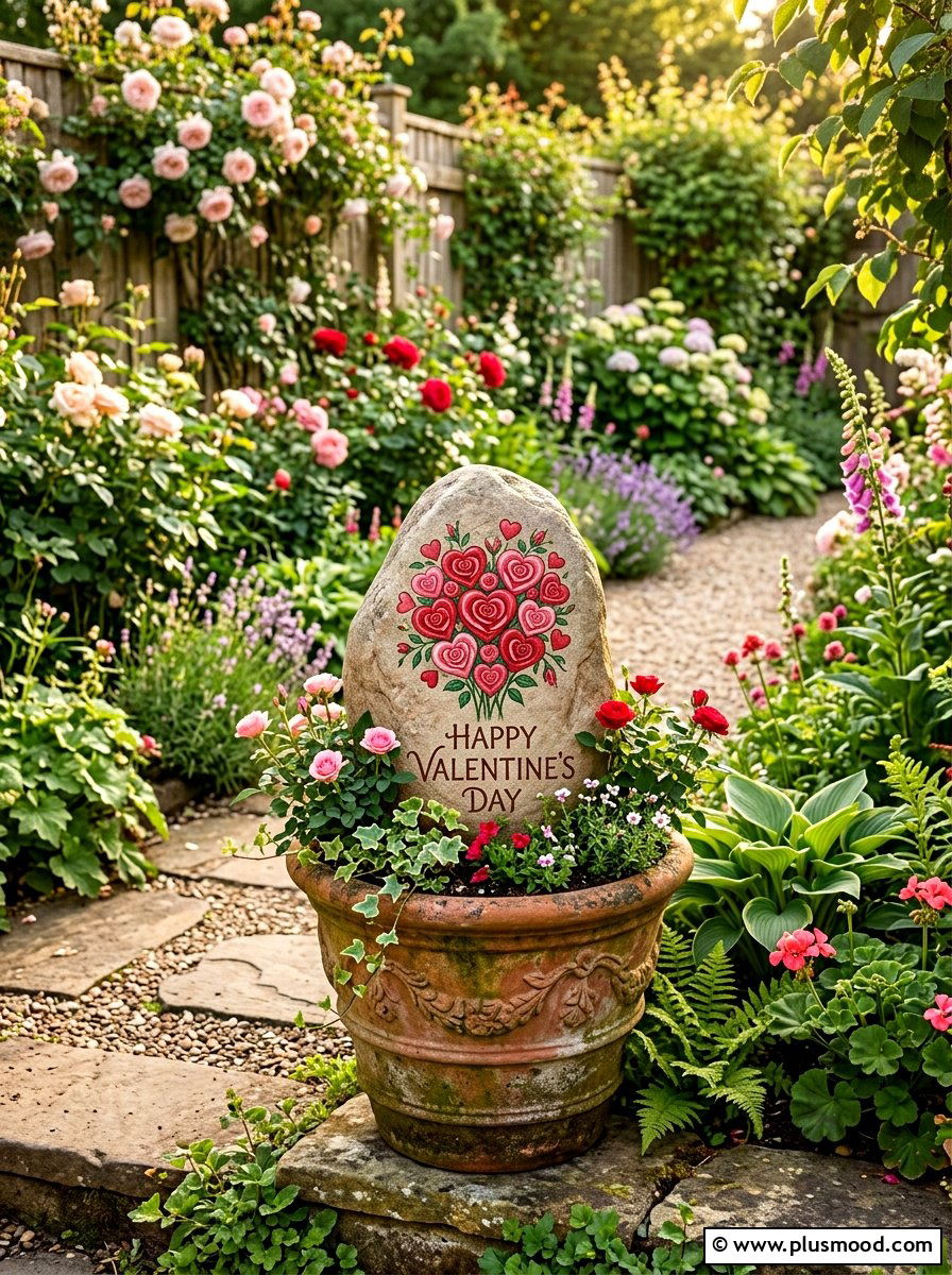 Valentine Flower Rock Painting - 25 painted rock ideas for valentines day