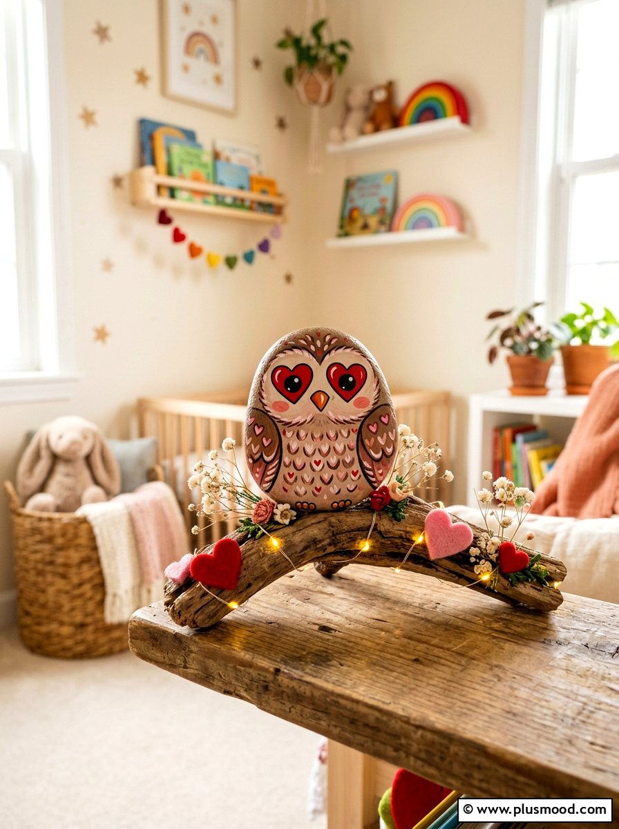 Valentine Owl Painted Rock - 25 painted rock ideas for valentines day