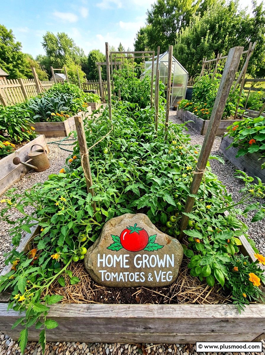 Vegetable Garden Marker - 25 painted rock ideas for outdoor signage