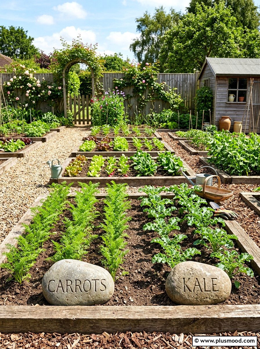 Vegetable Name Stone - 25 painted rock ideas for outdoor signage