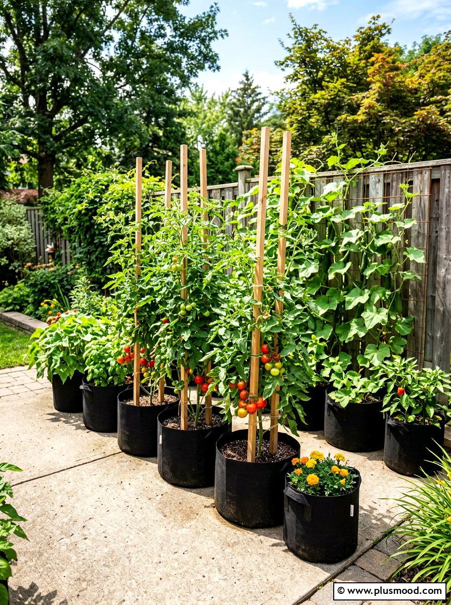 Vegetable container garden - 25 small backyard ideas with container garden