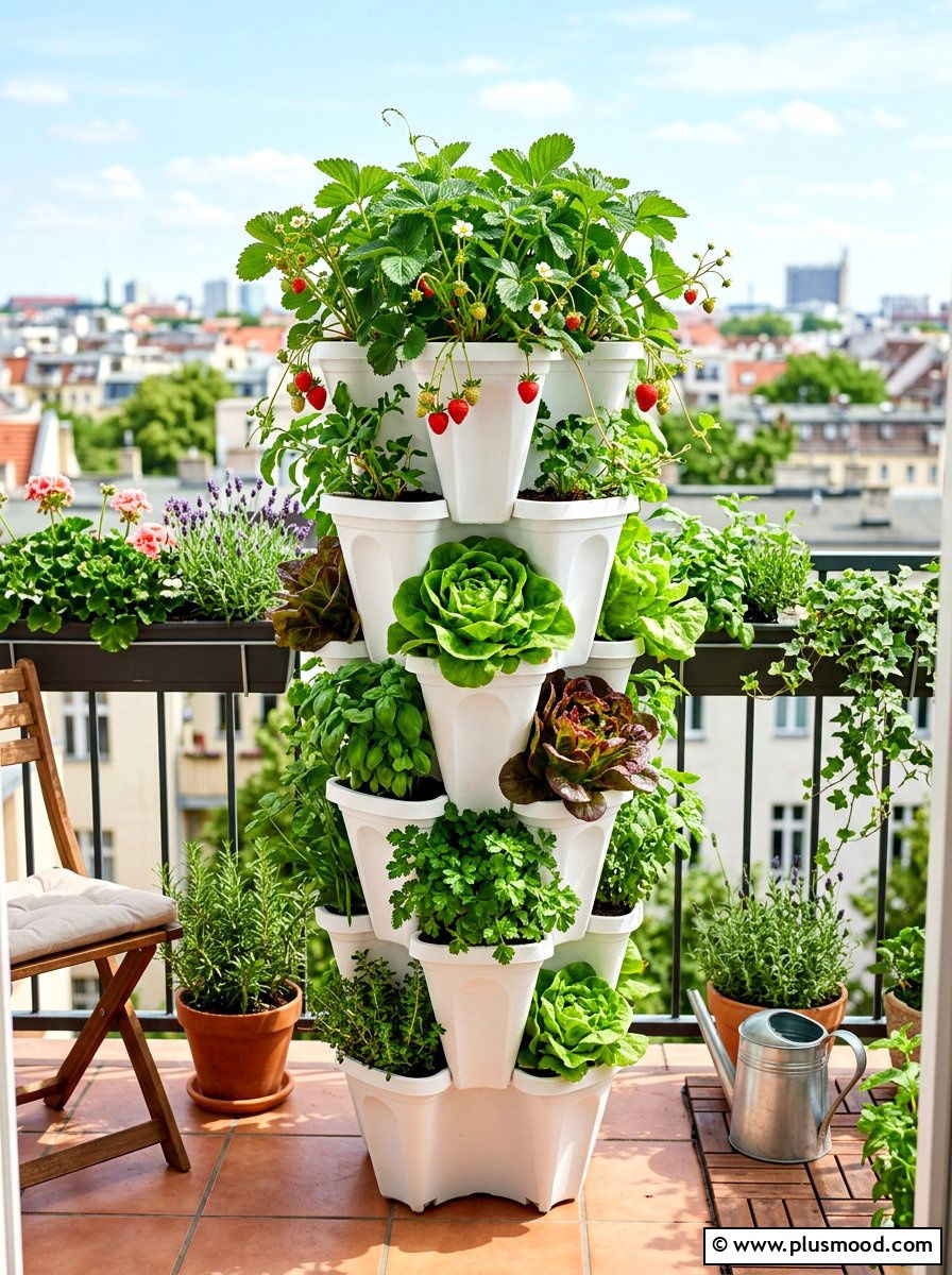 Vegetable tower planter - 25 summer garden ideas for small spaces