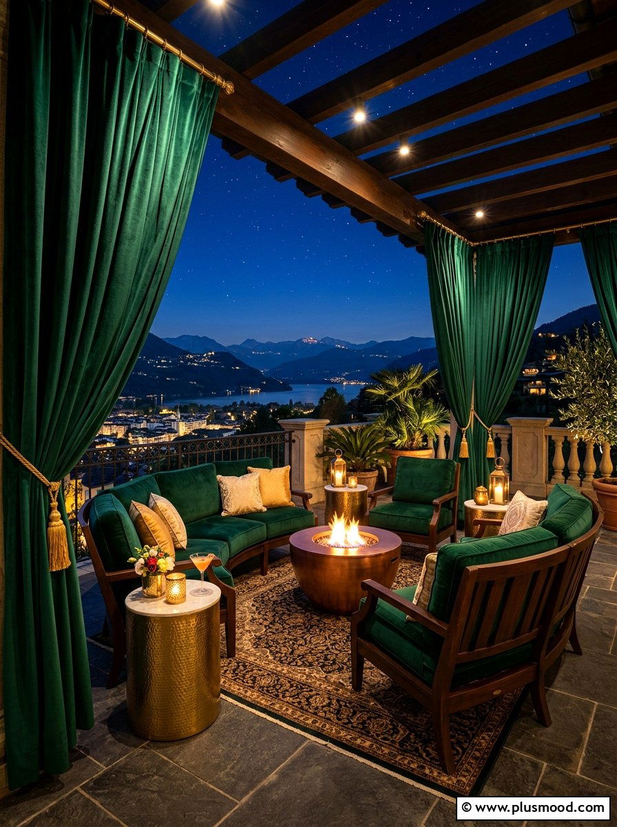 Velvet Look Outdoor Curtains - 25 summer patio ideas with outdoor curtains