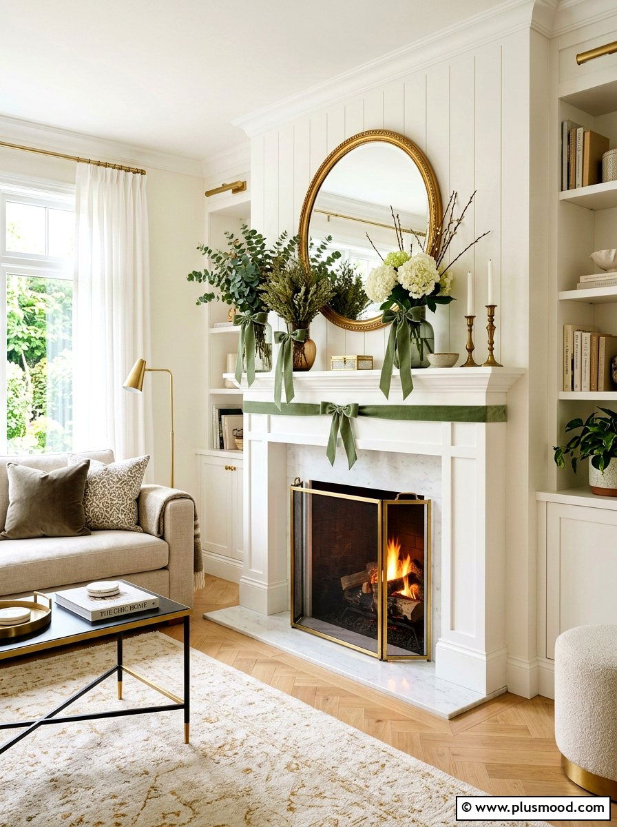 Velvet Ribbon Mantel - 25 summer to fall mantel ideas