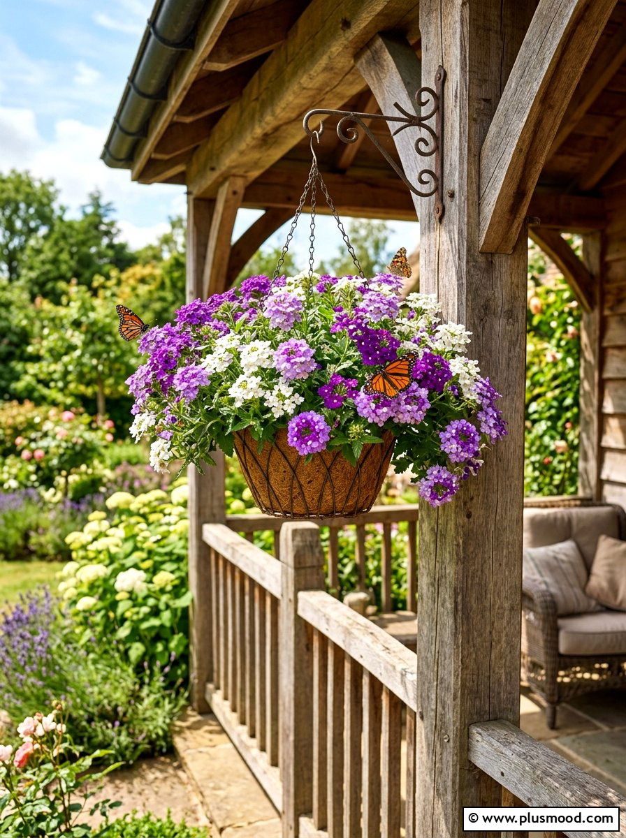 Verbena hanging basket - 25 summer hanging basket ideas for front porch