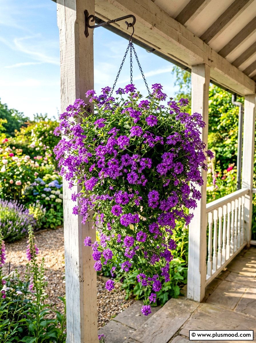 Verbena trailing planter - 25 summer planter ideas for full sun