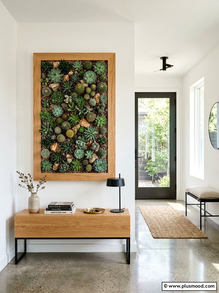 Vertical Frame Cactus Display - 25 summer cactus planter ideas