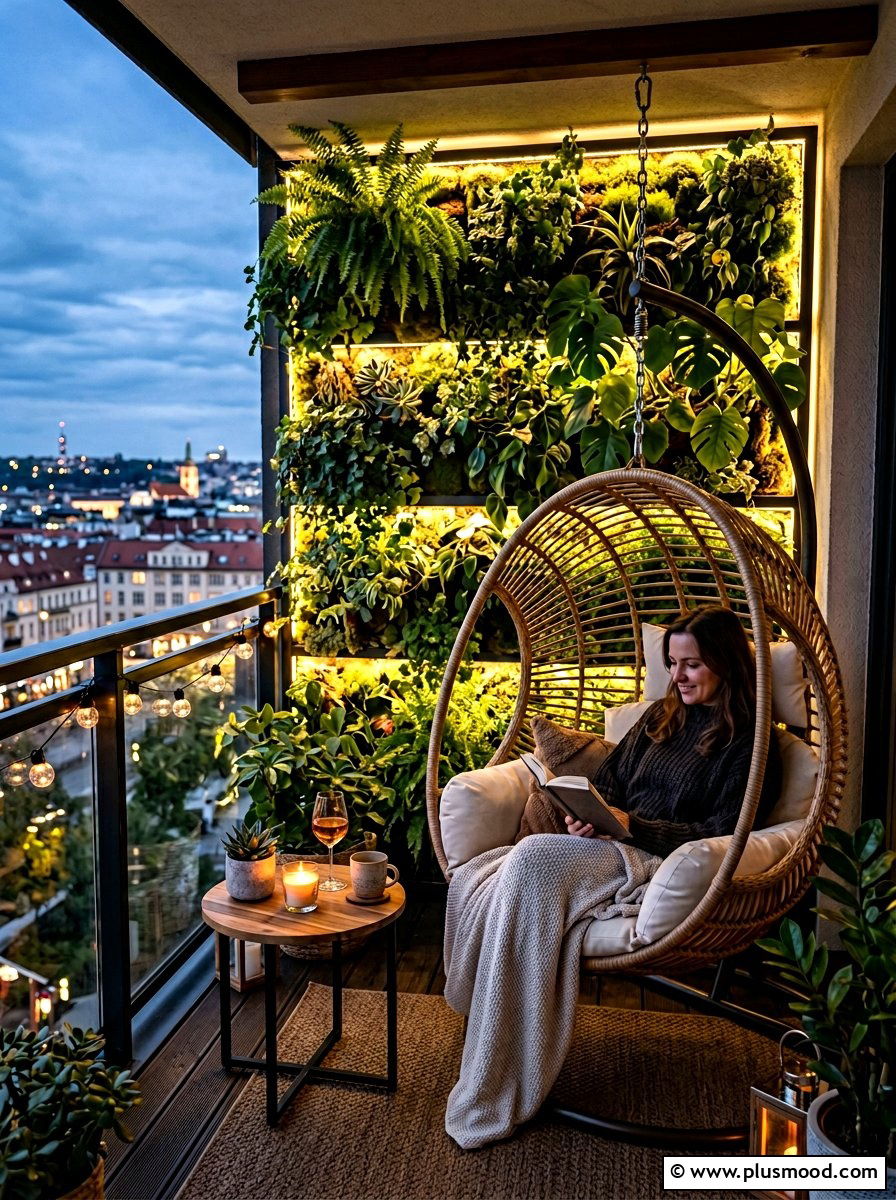 Vertical Garden Backlit Lighting - 25 summer balcony lighting ideas