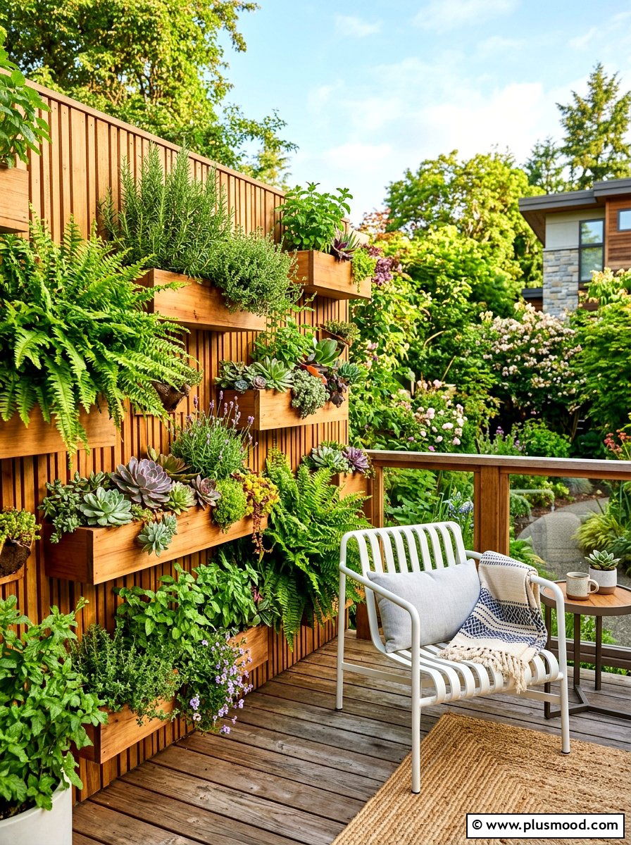 Vertical Garden Deck Wall - 25 summer small deck ideas for summer