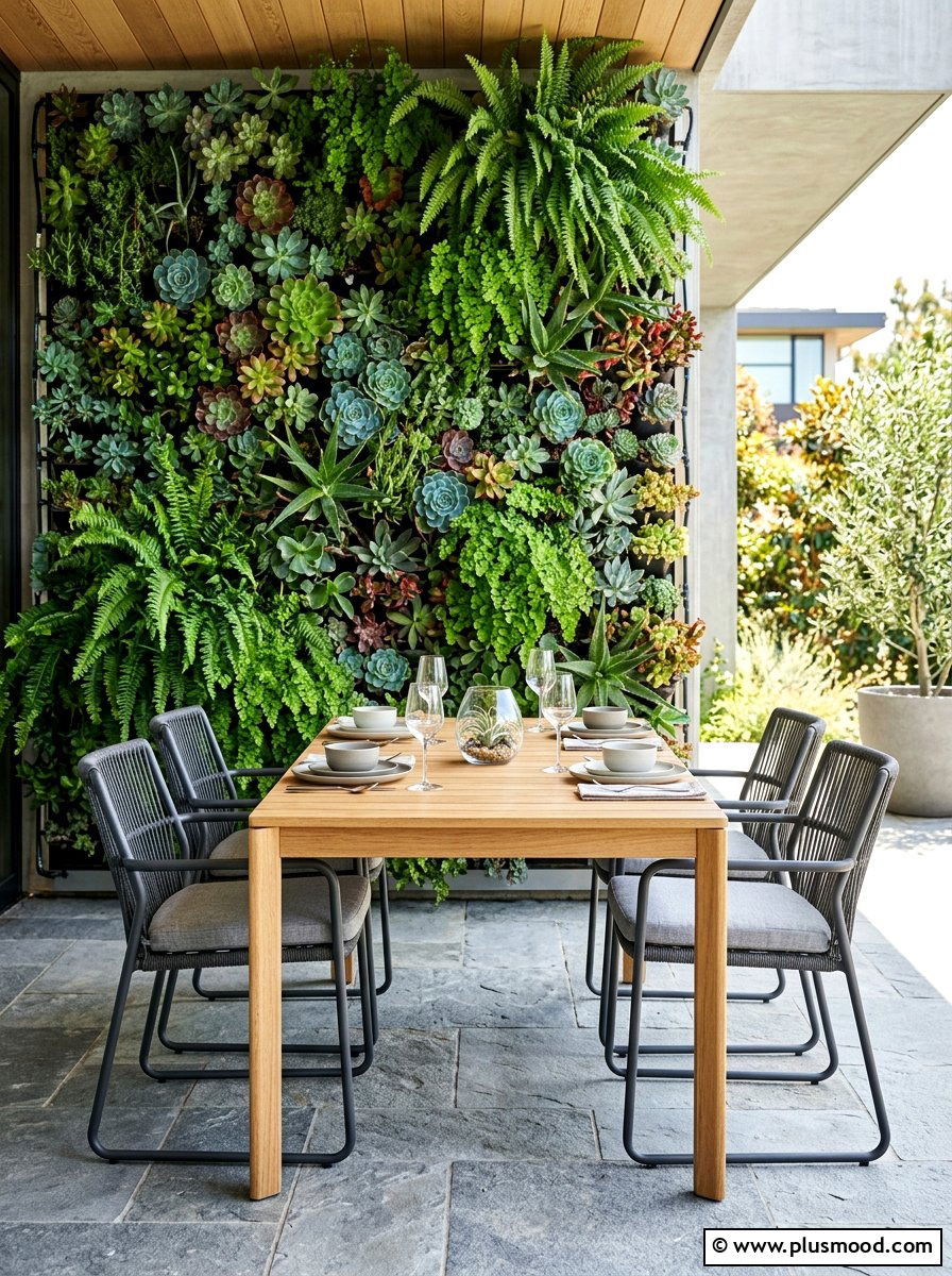 Vertical Garden Dining Wall - 25 summer outdoor dining ideas
