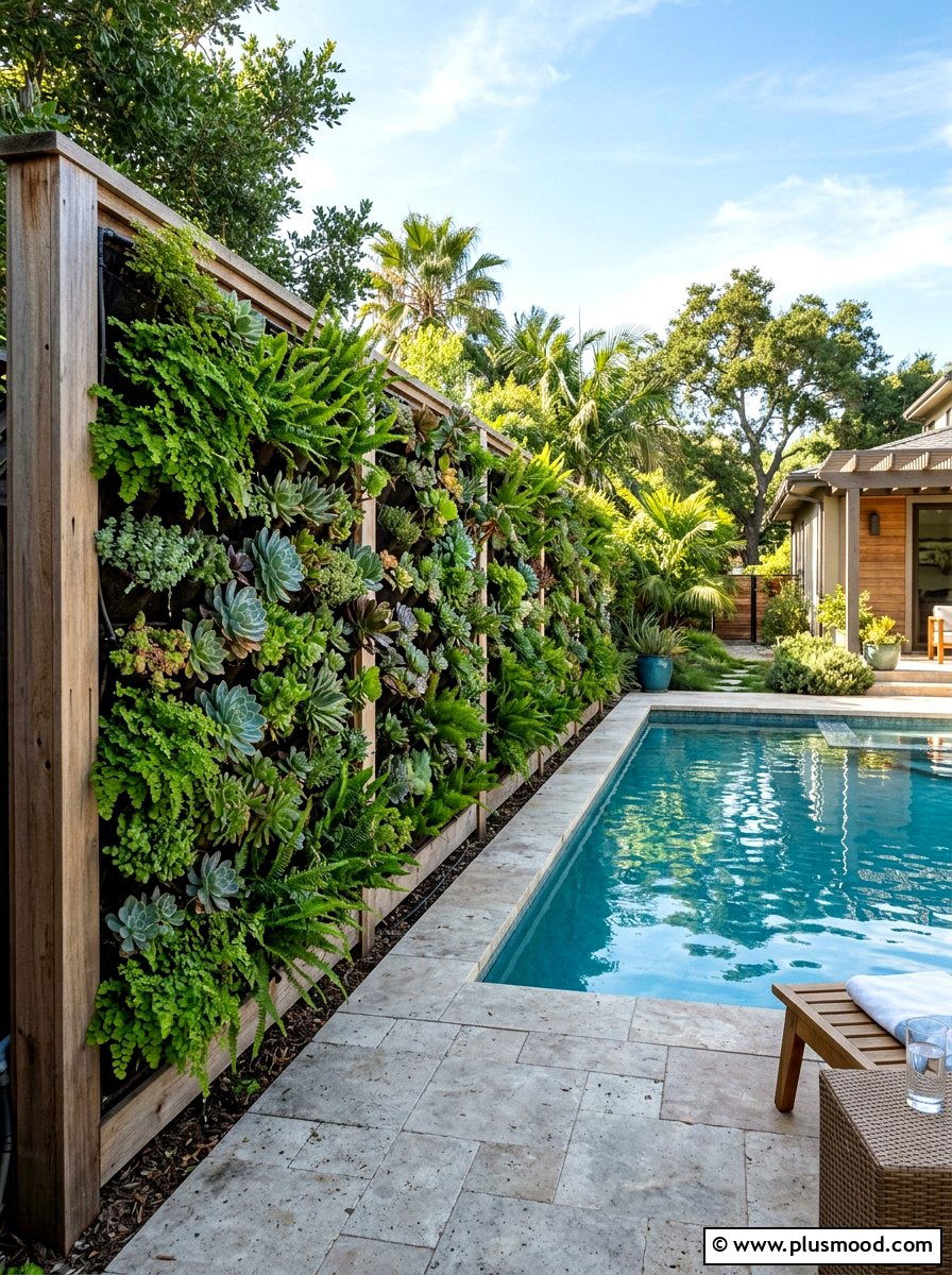 Vertical Garden Fence - 25 pool landscaping ideas with fence