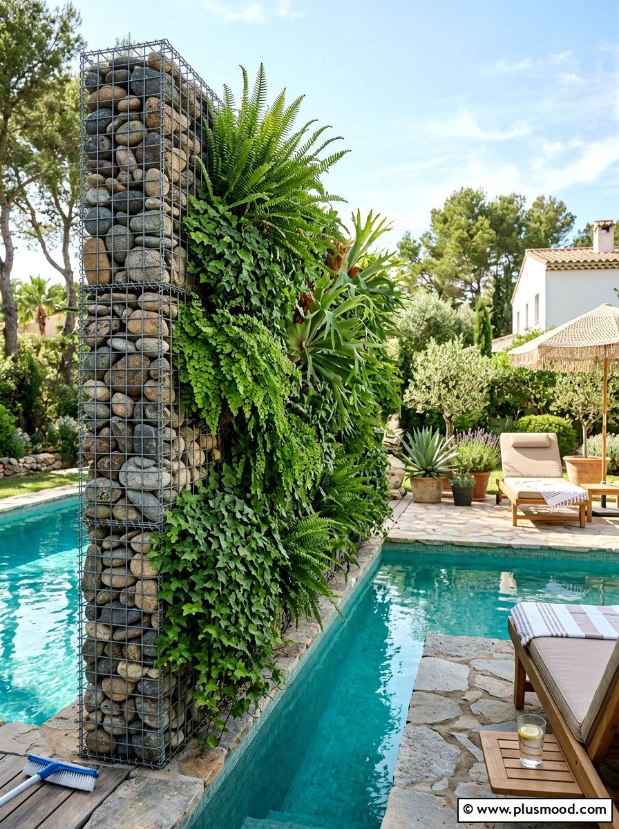 Vertical Garden Gabion Wall - 25 pool landscaping ideas with gabion walls
