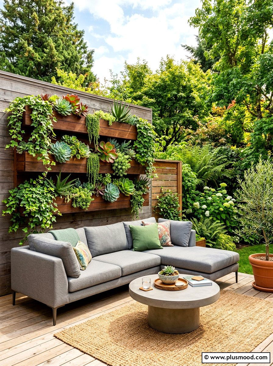 Vertical Garden Patio Area - 25 summer backyard lounge ideas