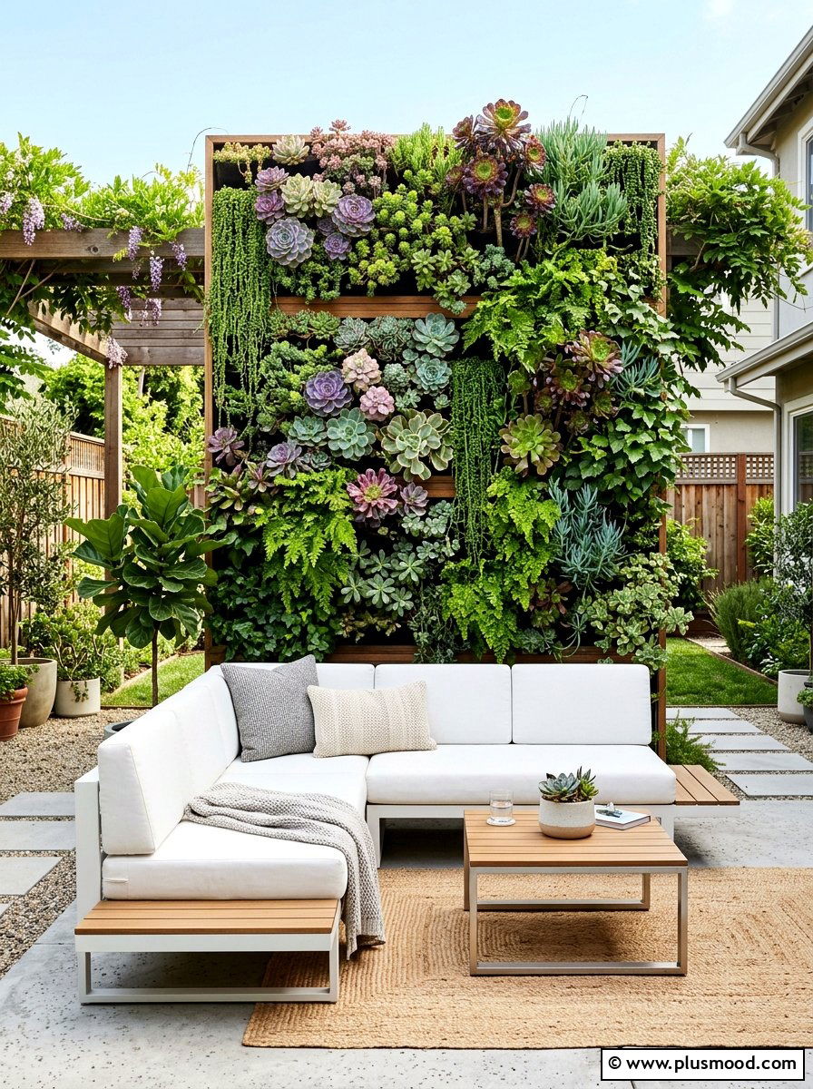 Vertical Garden Patio Sofa - 25 small backyard ideas with outdoor sofa