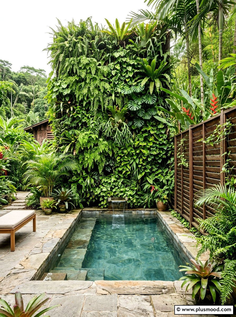 Vertical Garden Pool - 25 pool landscaping ideas with plunge pool