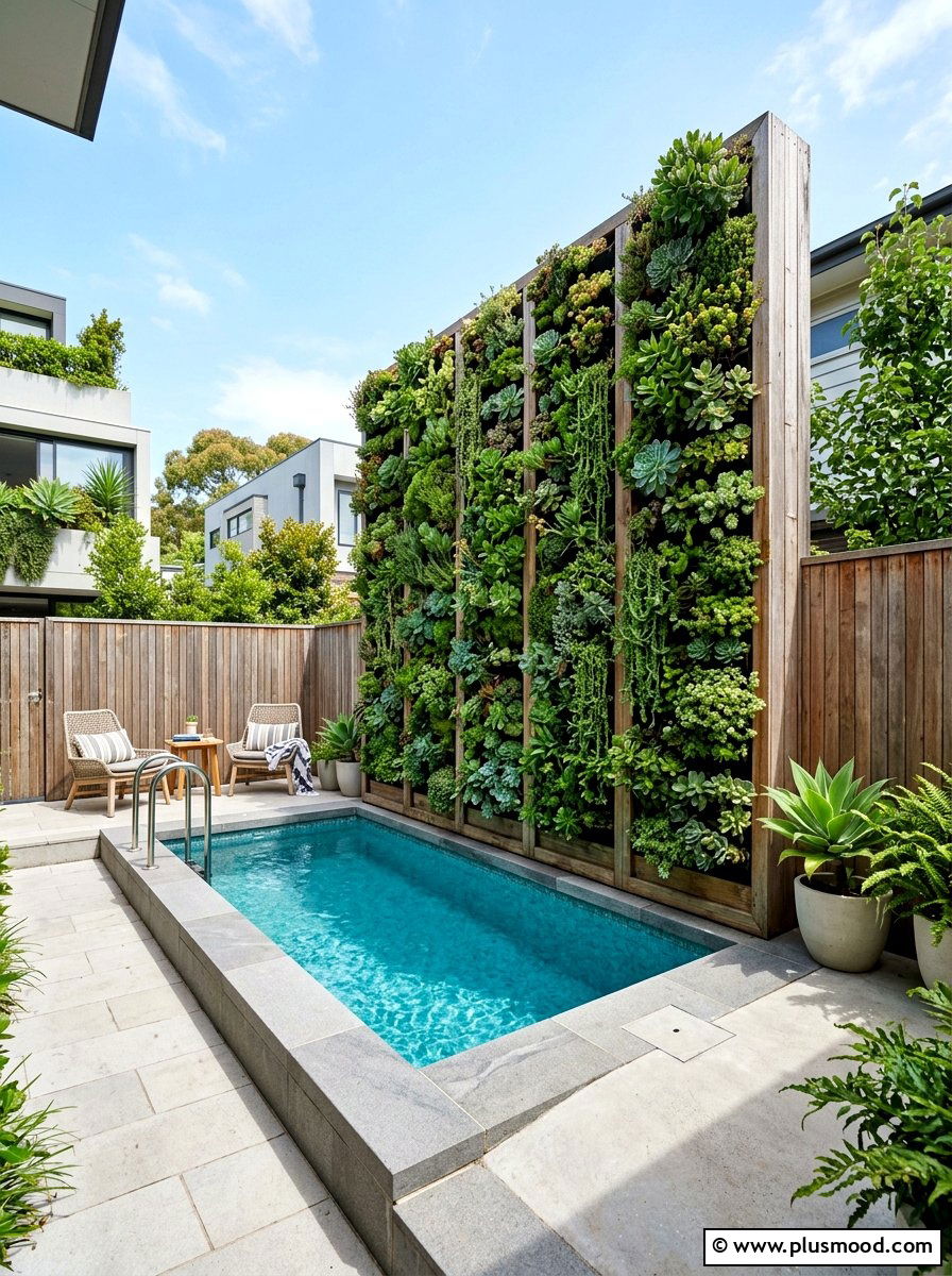 Vertical Garden Pool Wall - 25 pool landscaping ideas with raised planters