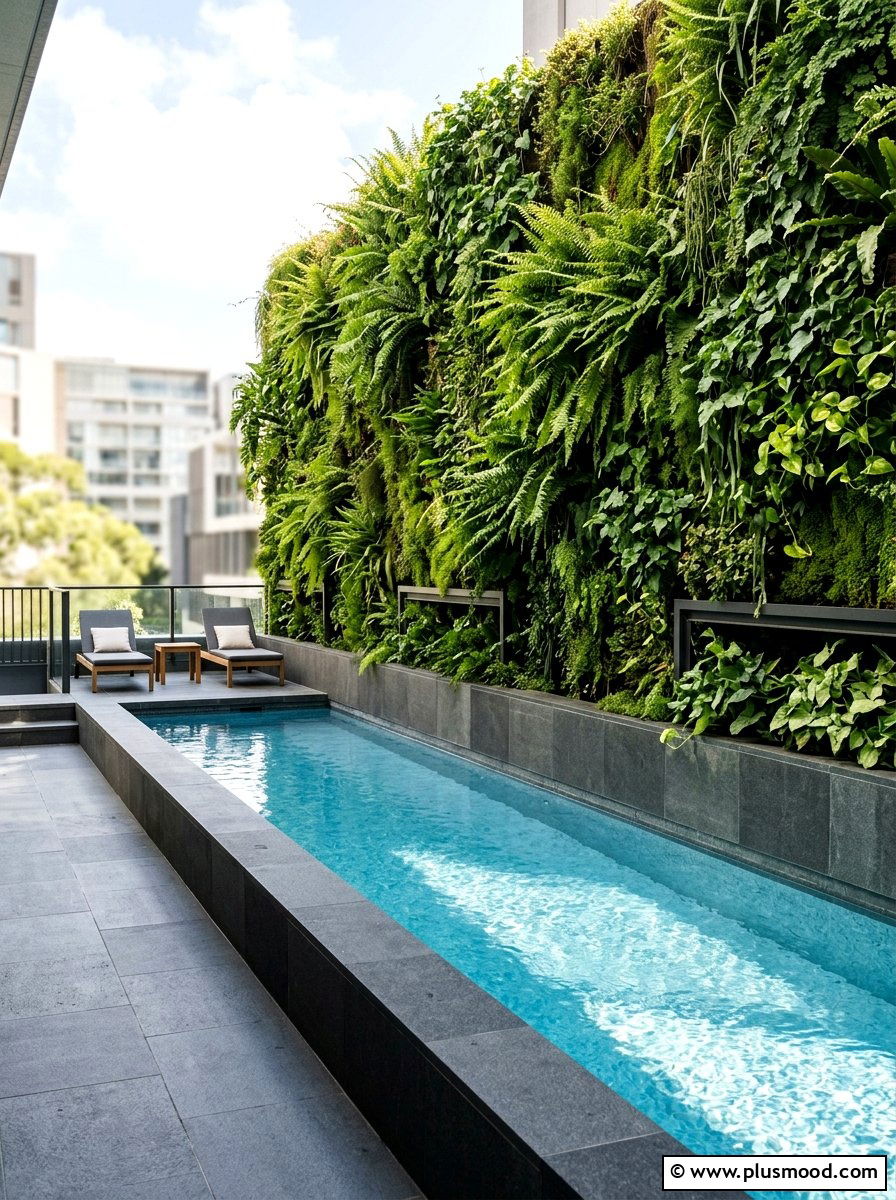 Vertical Garden Pool Wall - 25 Pool Landscaping Ideas