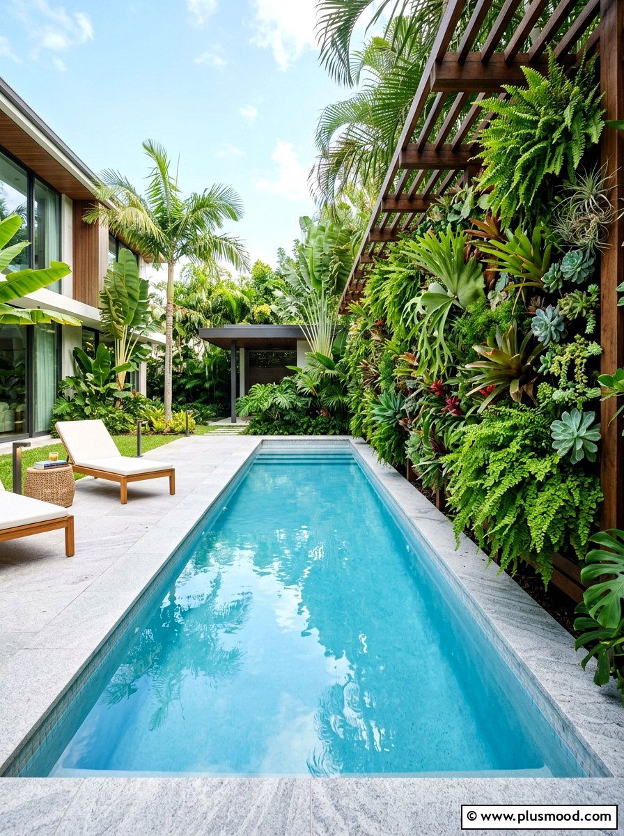 Vertical Garden Pool - 25 pool landscaping ideas for narrow yards