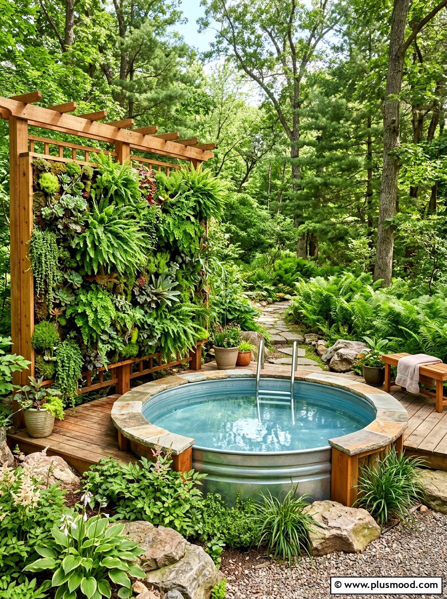 Vertical Garden Stock Tank Pool - 25 summer stock tank pool ideas