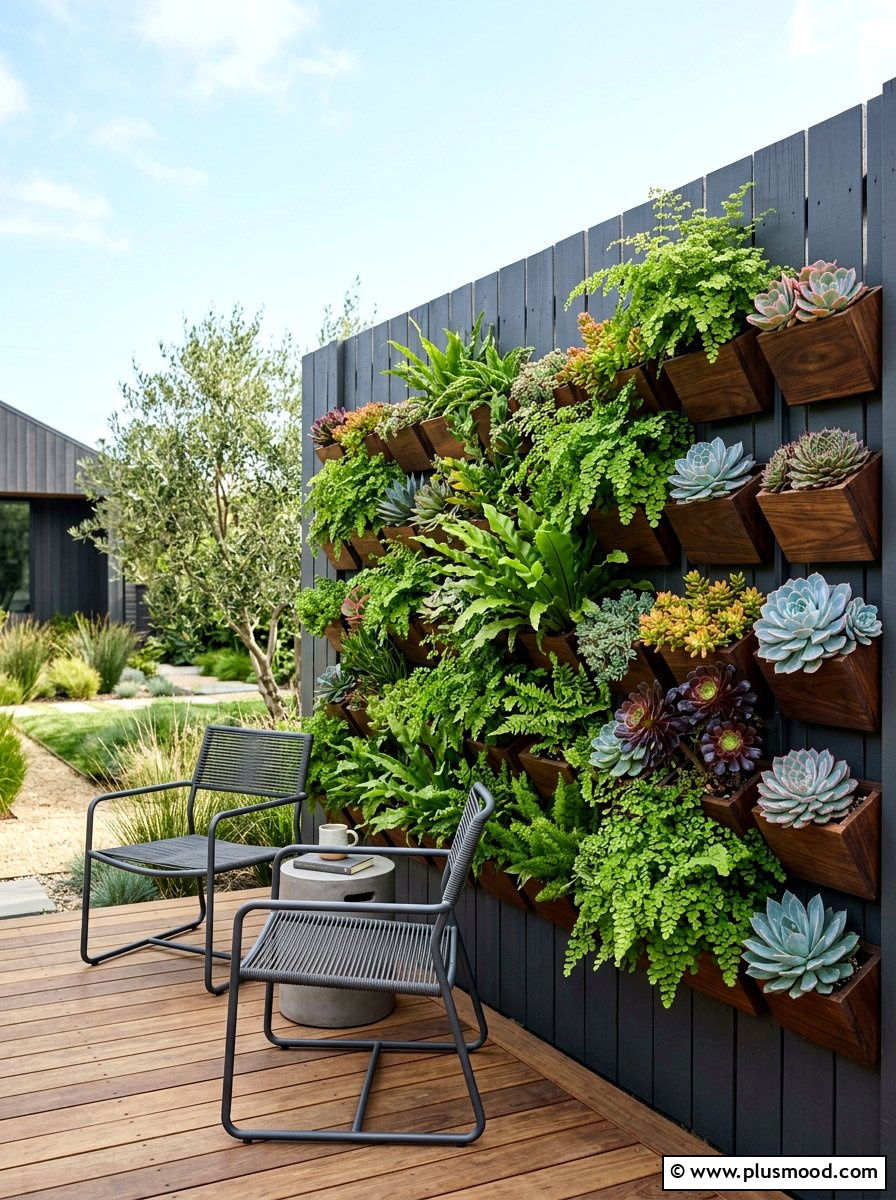 Vertical Garden Wall - 25 small backyard ideas for beginners