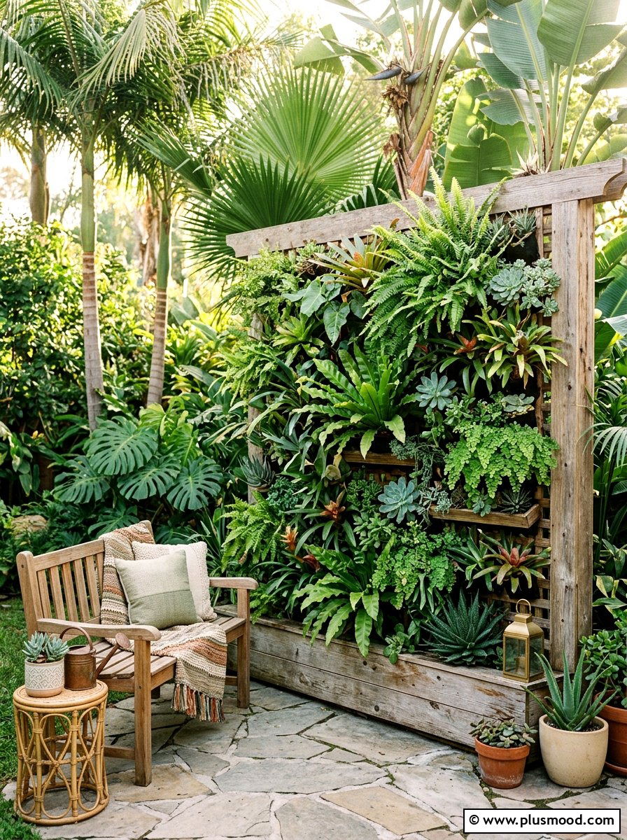 Vertical Garden Wall - 25 small backyard ideas for relaxing