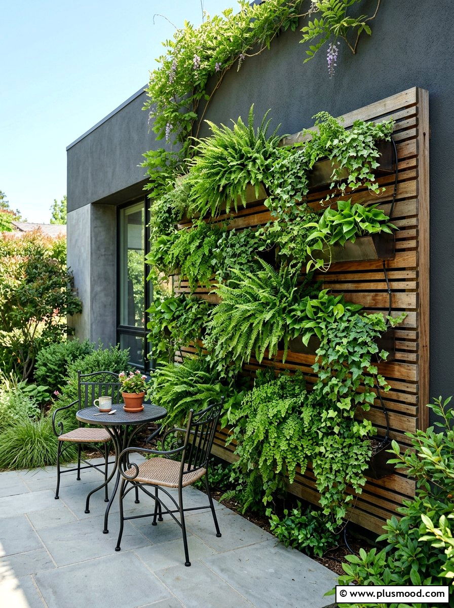 Vertical Garden Wall - 25 small backyard ideas low maintenance
