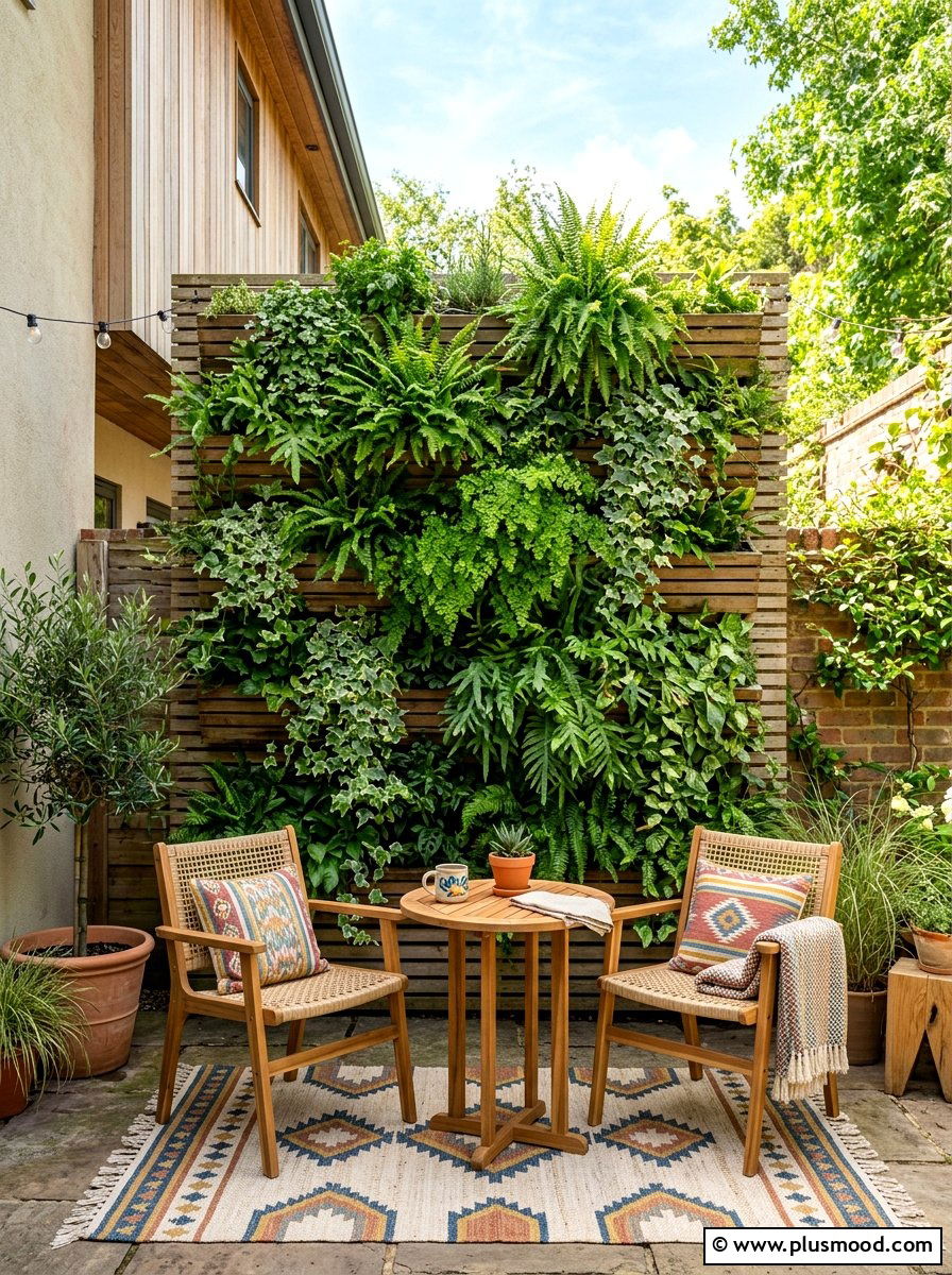 Vertical Garden Wall - 25 small backyard ideas with patio