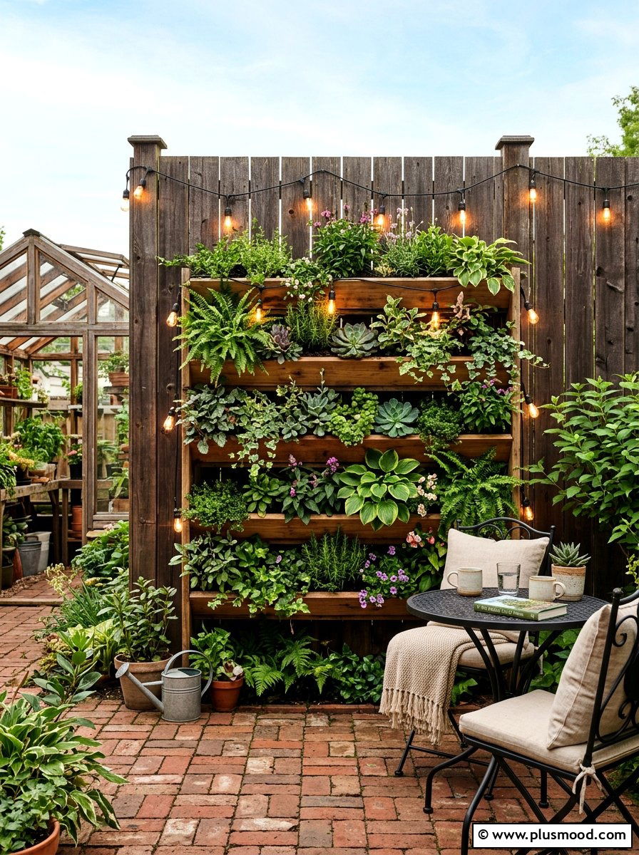 Vertical Garden Wall - 25 small backyard ideas with privacy fence