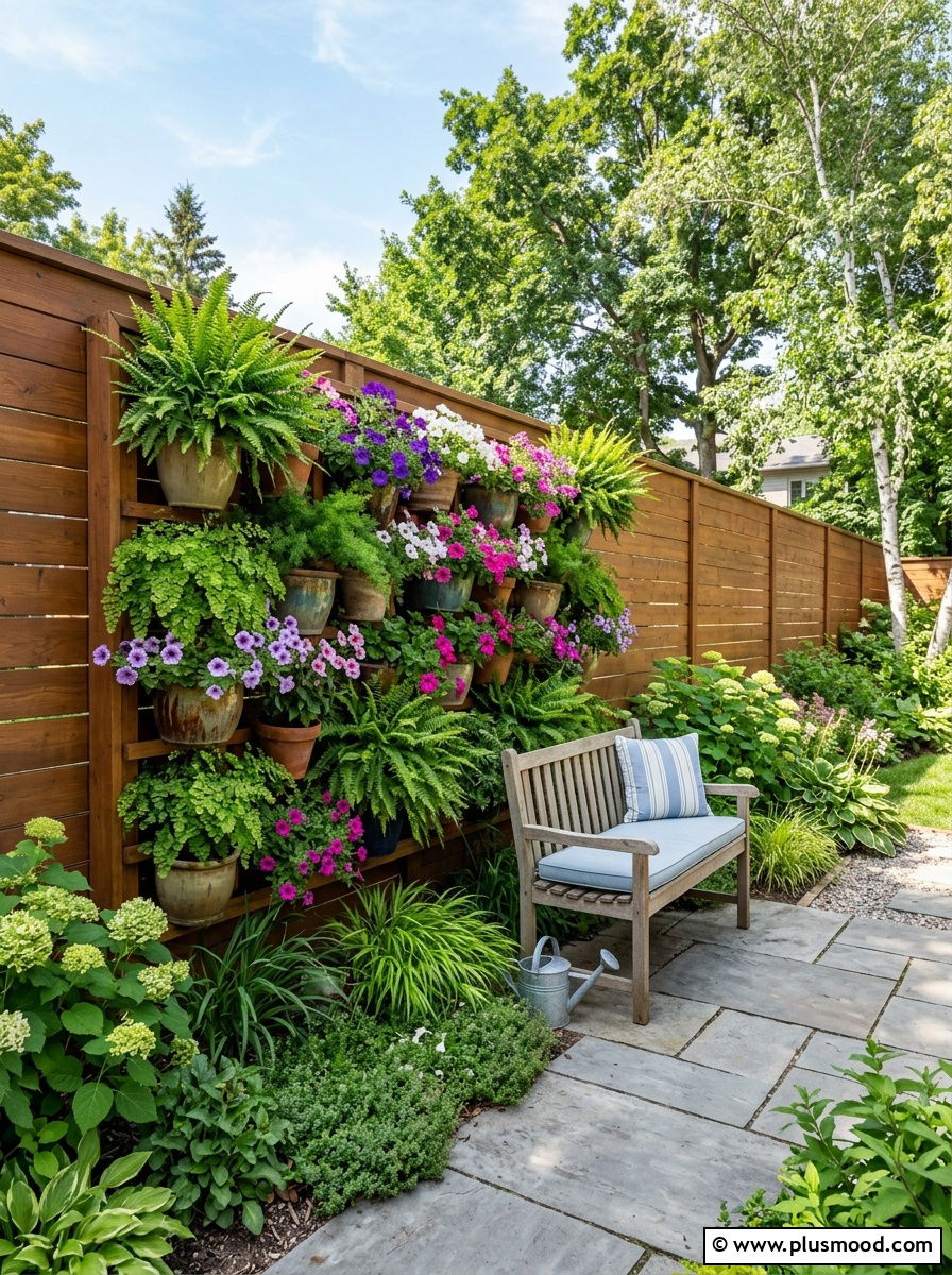 Vertical Garden Wall - 25 small backyard ideas with potted plants