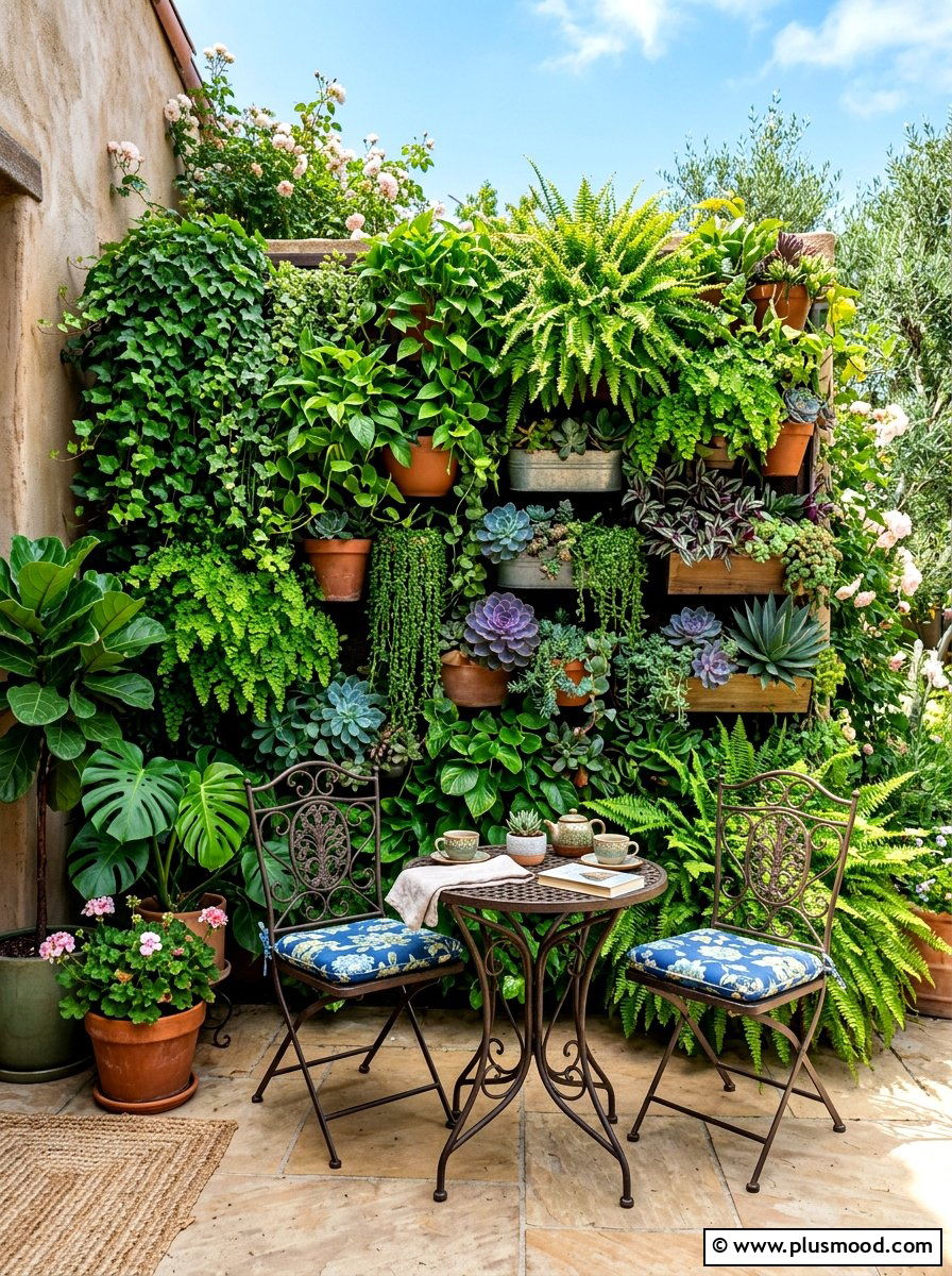 Vertical Garden Wall - 25 summer boho patio decor ideas