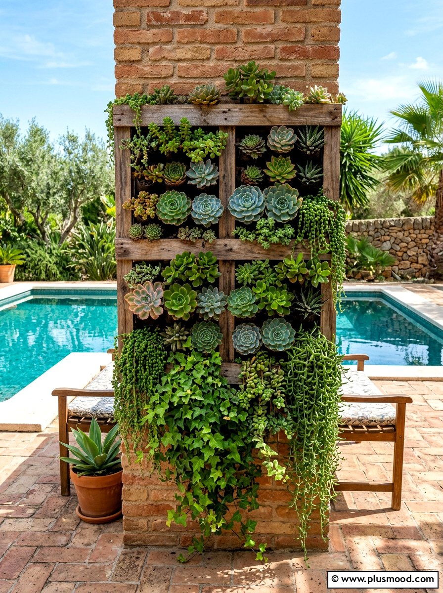 Vertical Garden Wall - 25 summer budget pool area ideas
