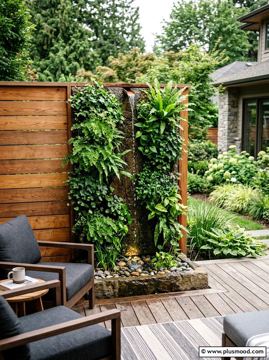 Vertical Garden Wall Fountain - 25 small backyard ideas with wall fountain
