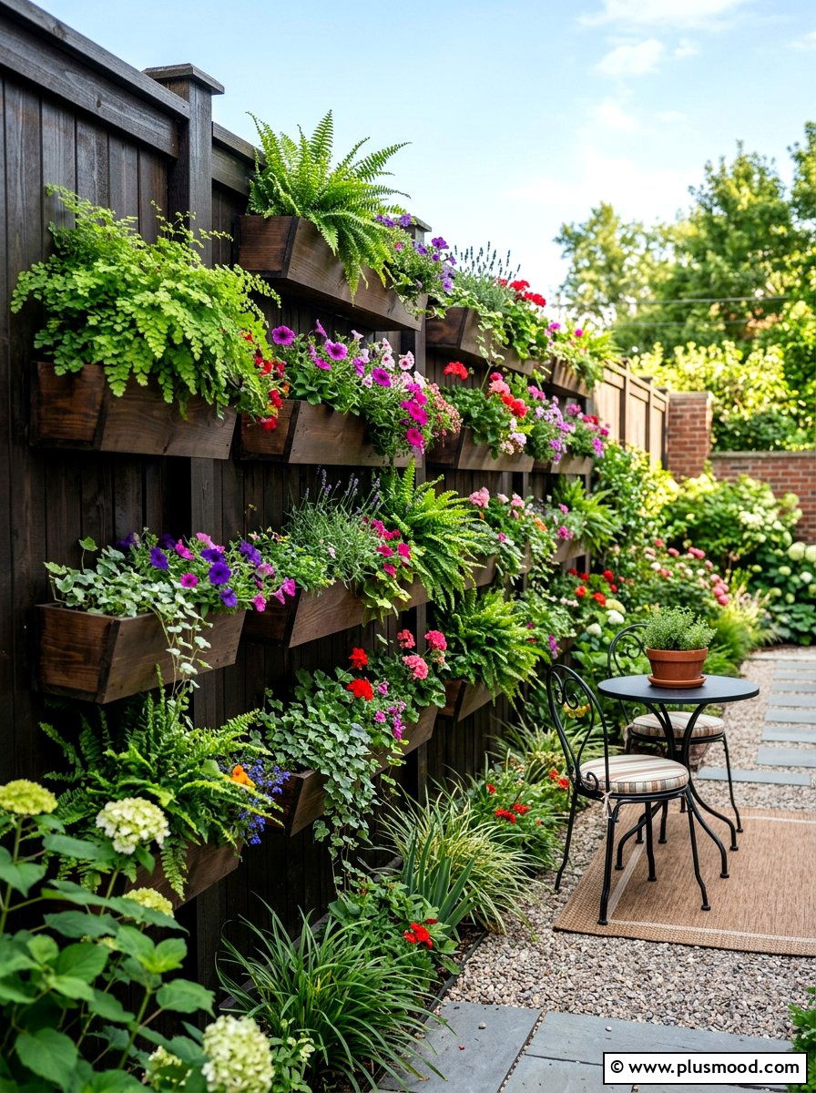 Vertical Garden Wood Fence - 25 small backyard ideas with wood fence