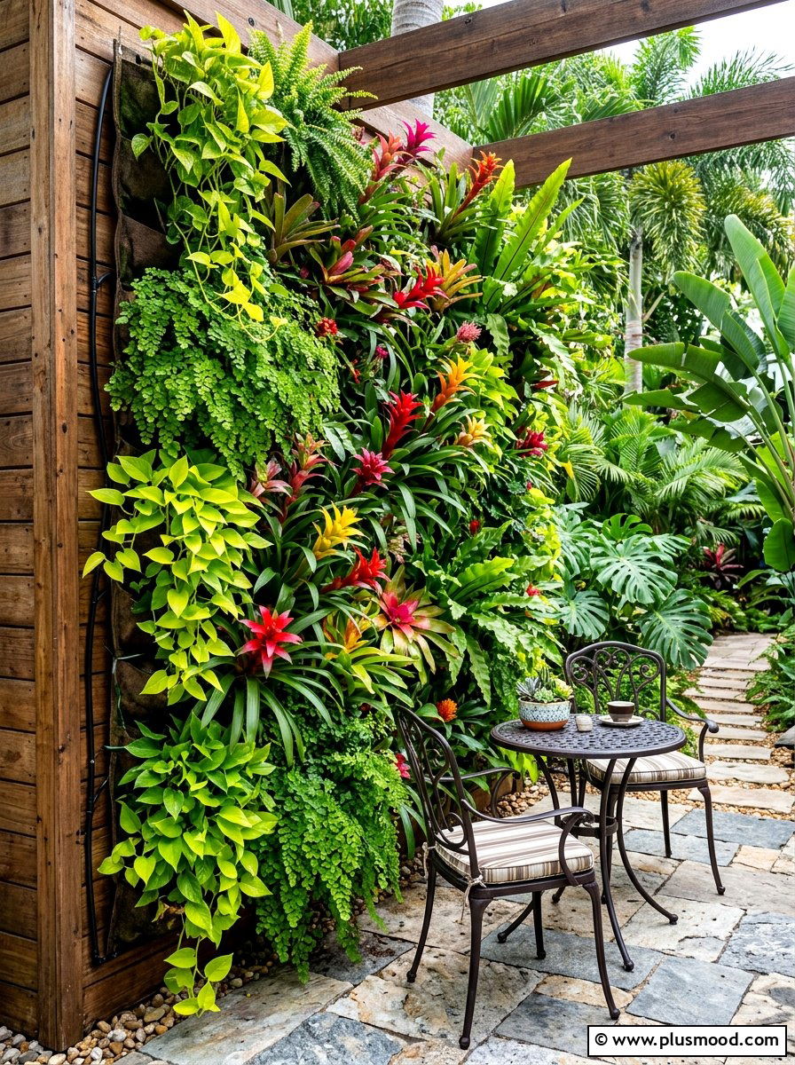 Vertical Green Wall - 25 summer tropical patio ideas